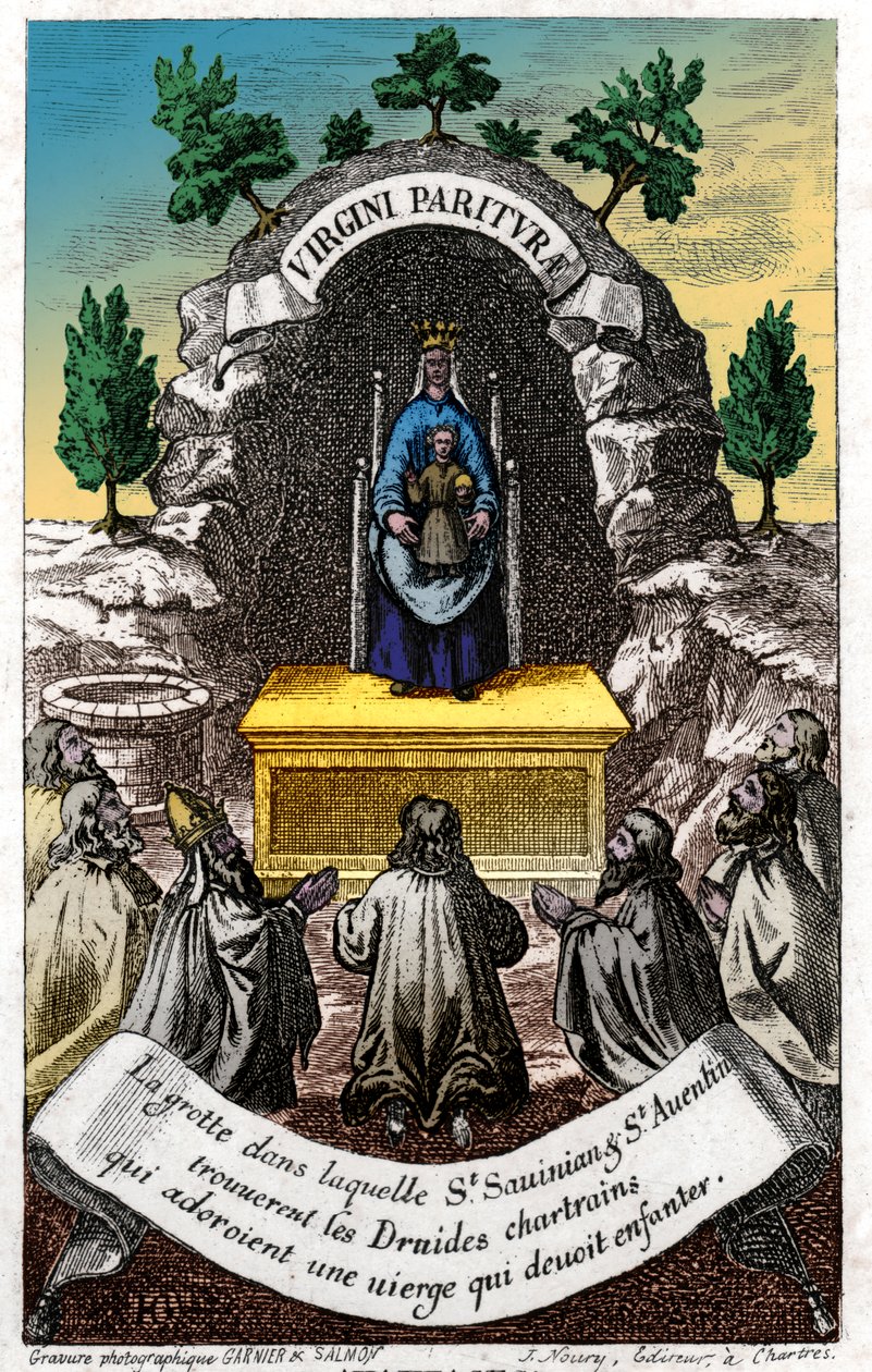 Neitsyt Marian palvonta. (kaiverrus, n. 1850) tekijältä French School
