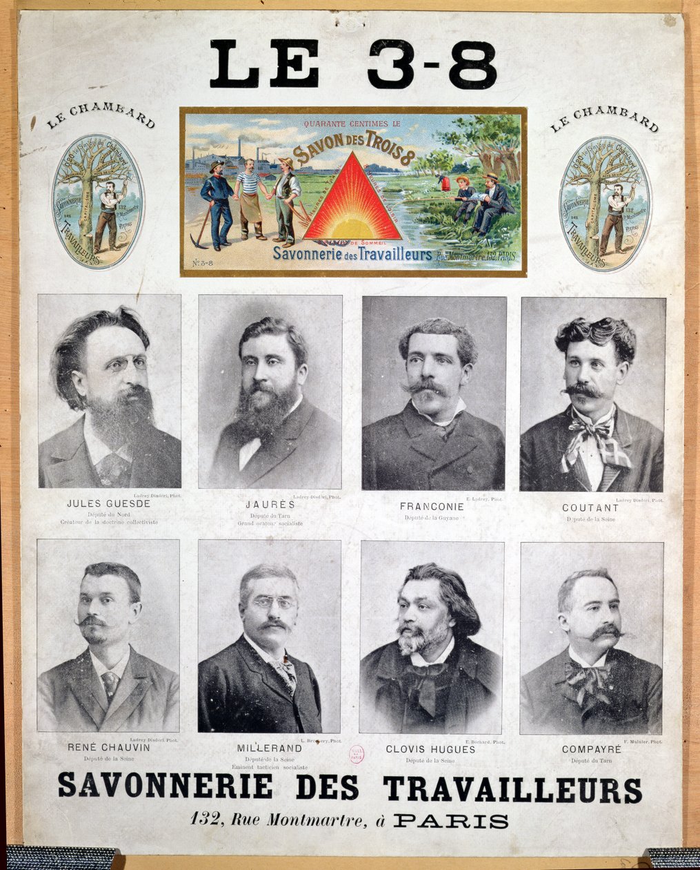 Mainos 3x8 merkkisaippualle, 1800-luvun loppu tekijältä French School