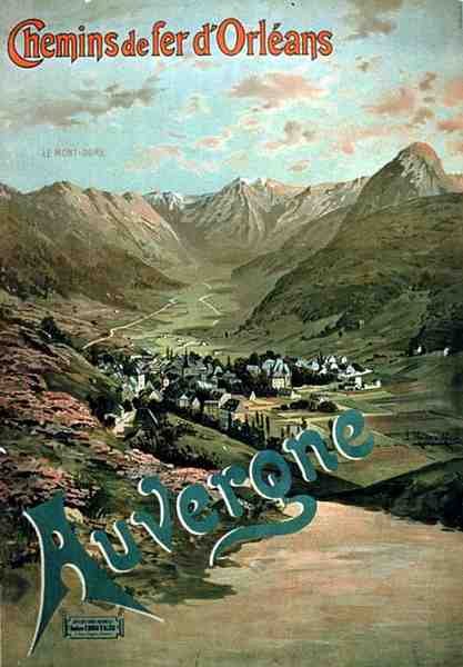 Mainos "Auvergne", Orleans Railway (väri litho) tekijältä French School