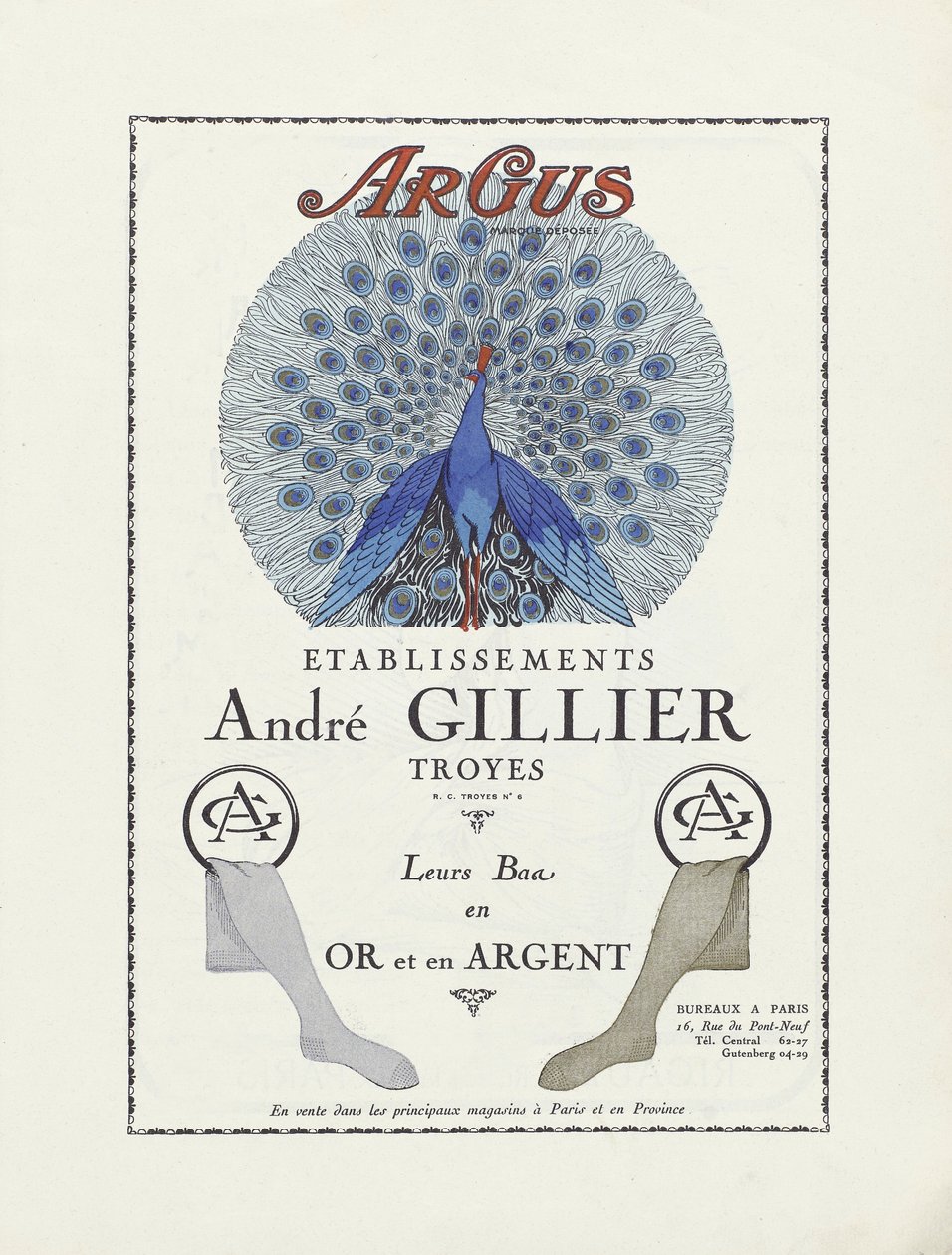 Etablissements Andre Gillier -yhtiön mainos, julkaisu 1924 (sabluunapainatus). tekijältä French School