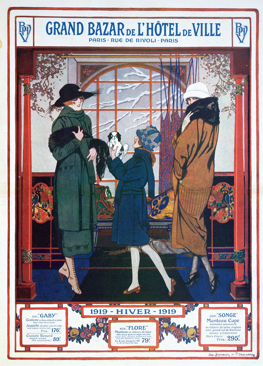 Kaupungintalon suuren basaarin mainos, talvi 1919 tekijältä French School