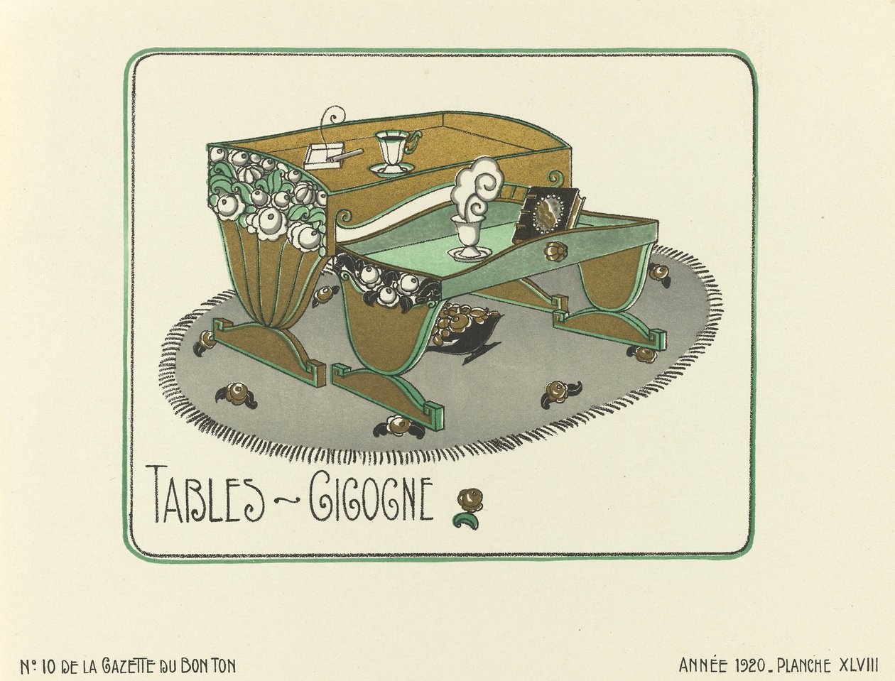 Mainos "Tables - Gigogne", julkaisu 1920 (sabluunapainatus). tekijältä French School