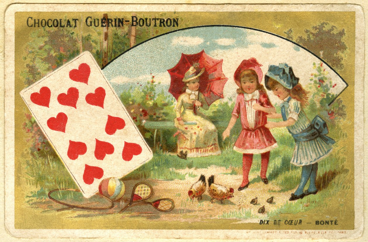 Guérin Boutron -suklaiden mainoskrolitografia (kromolitografia) tekijältä French School