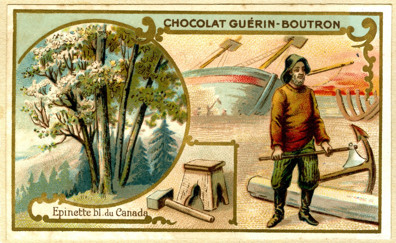 Guérin Boutron -suklaiden mainoskrolitografia (kromolitografia) tekijältä French School
