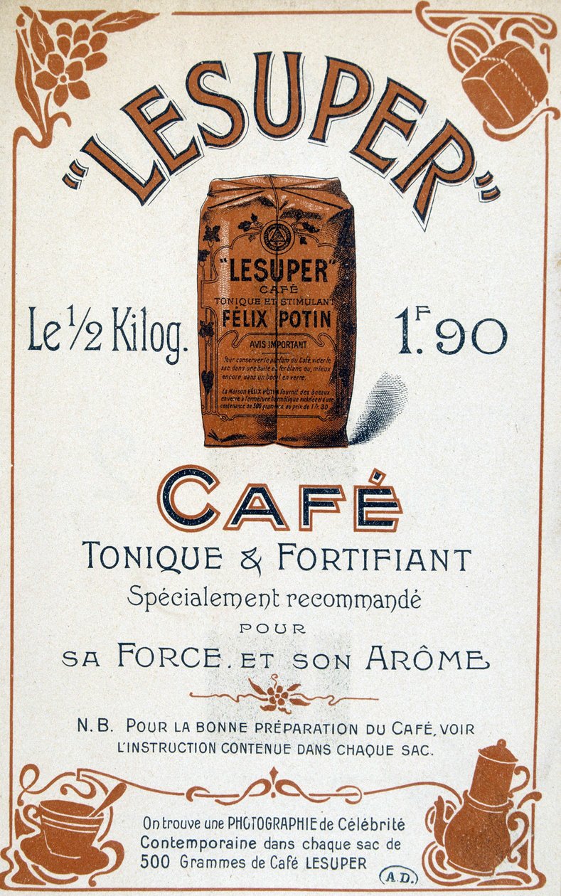 Mainonta kahville Lesuper, 1900-luku tekijältä French School
