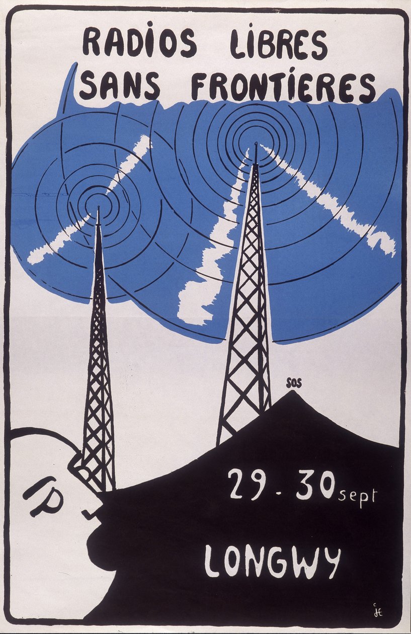 Mainonta ilmaisille radioasemille ilman rajoja Longwyssa. tekijältä French School
