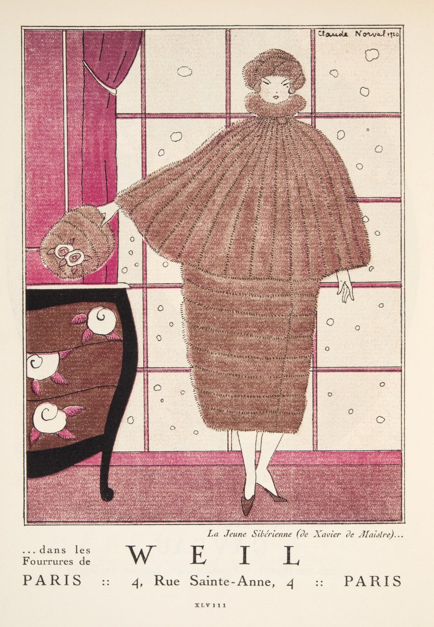 Weil-mainos, Gazette de Bon Ton, pub. 1920 (sabluunapainatus) tekijältä French School