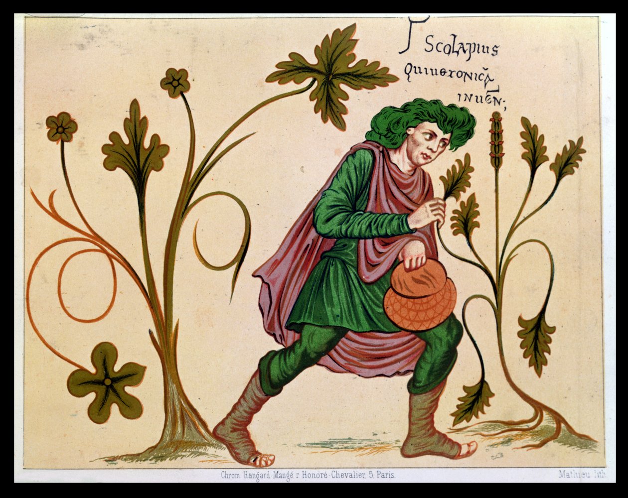 Aesculapius löytää betonia, faksimile Antonius Musan (63 eKr.-14 jKr) käsikirjoituksesta (katso alkuperäinen 235101) tekijältä French School