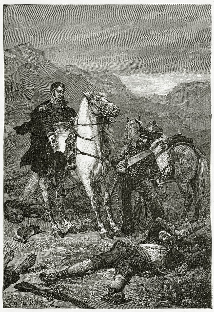 Taistelun jälkeen, 1800-luku (bw-kaiverrus) tekijältä French School
