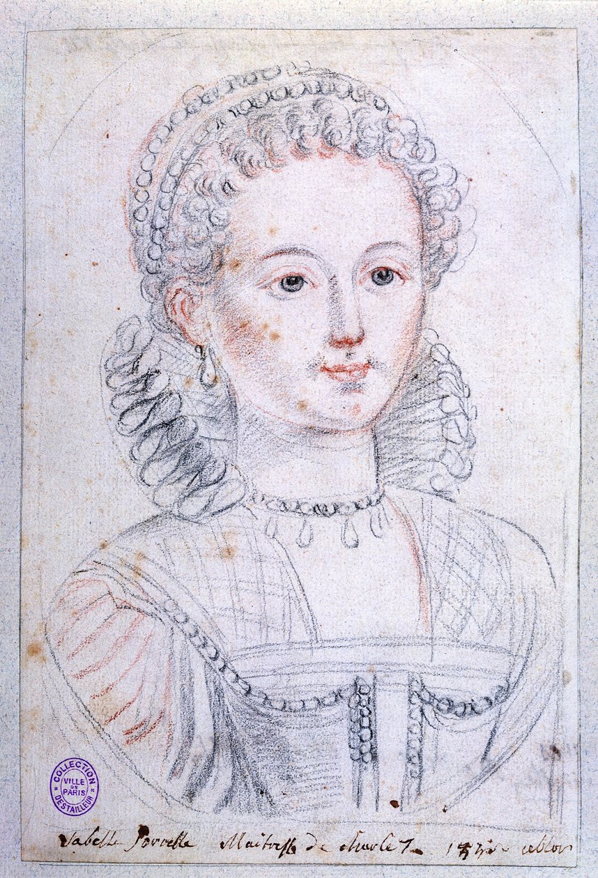 Agnes Sorel (n. 1422-50) (kynä ja värikynä paperilla) tekijältä French School