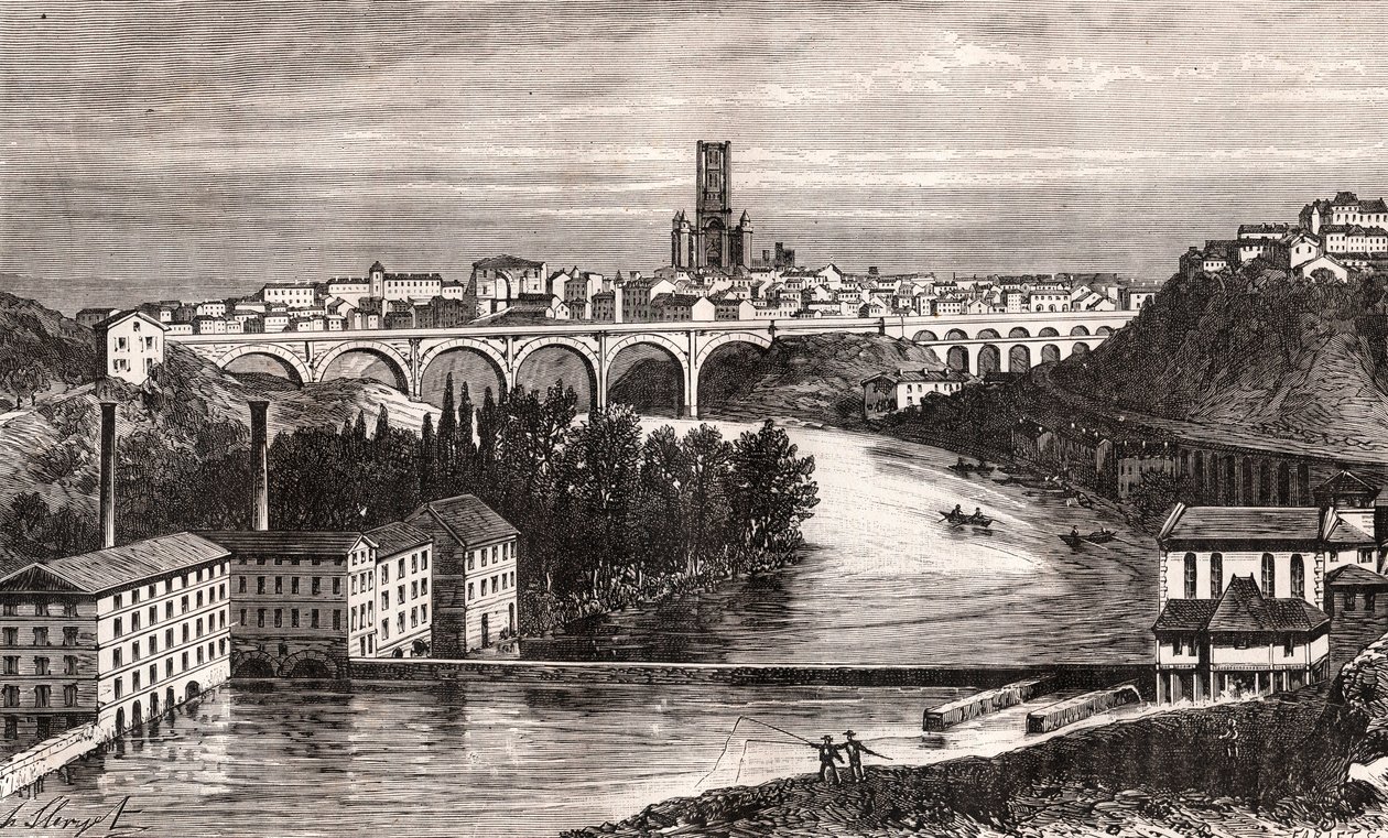 Albi - Languedoc-Roussillon-Midi-Pyrenee - kaiverrus V.A. Malt-Brownin kirjaan "La France illustrée: maantiede, historia, tilastohallinto". 1884 tekijältä French School