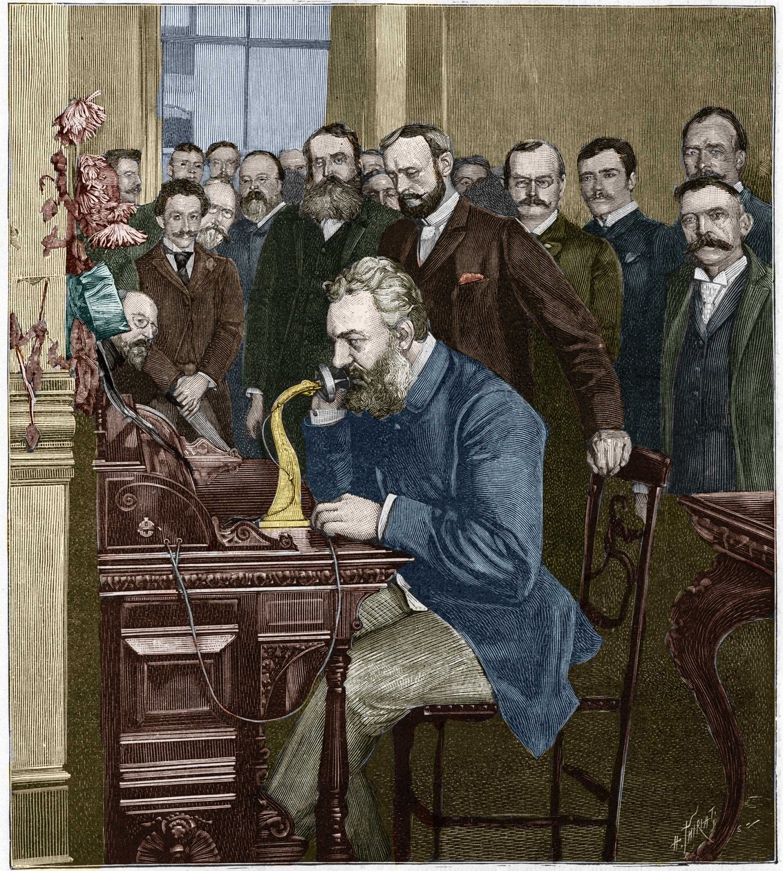 Alexander Graham Bell (1847-1922) avasi New Yorkin ja Chicagon välisen kaukoliikenteen linjan 18. lokakuuta tekijältä French School