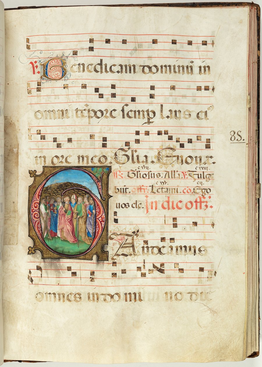 All Saints, asteittainen f.85 (muste, tempera ja kultalehti pergamentissa) tekijältä French School