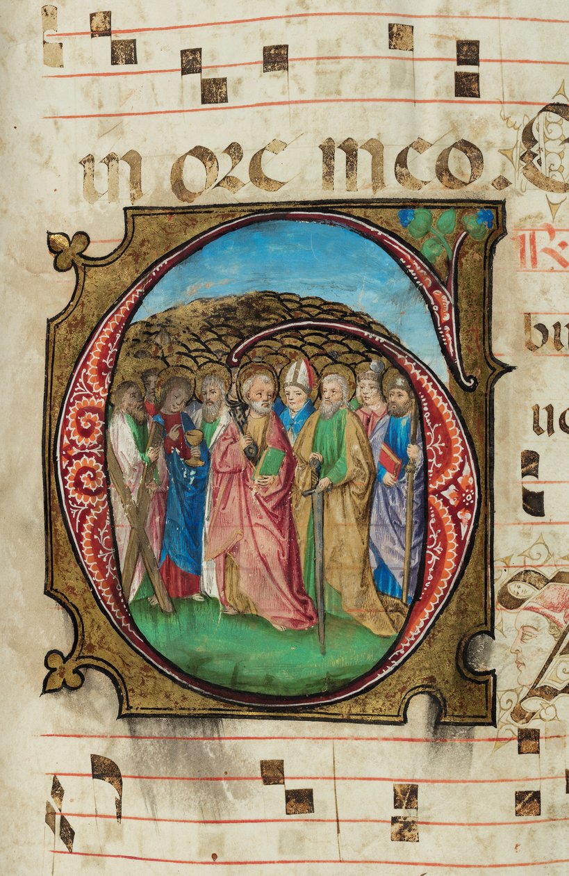 All Saints, asteittainen, f.85 (muste, tempera ja kultalehti pergamentissa) tekijältä French School