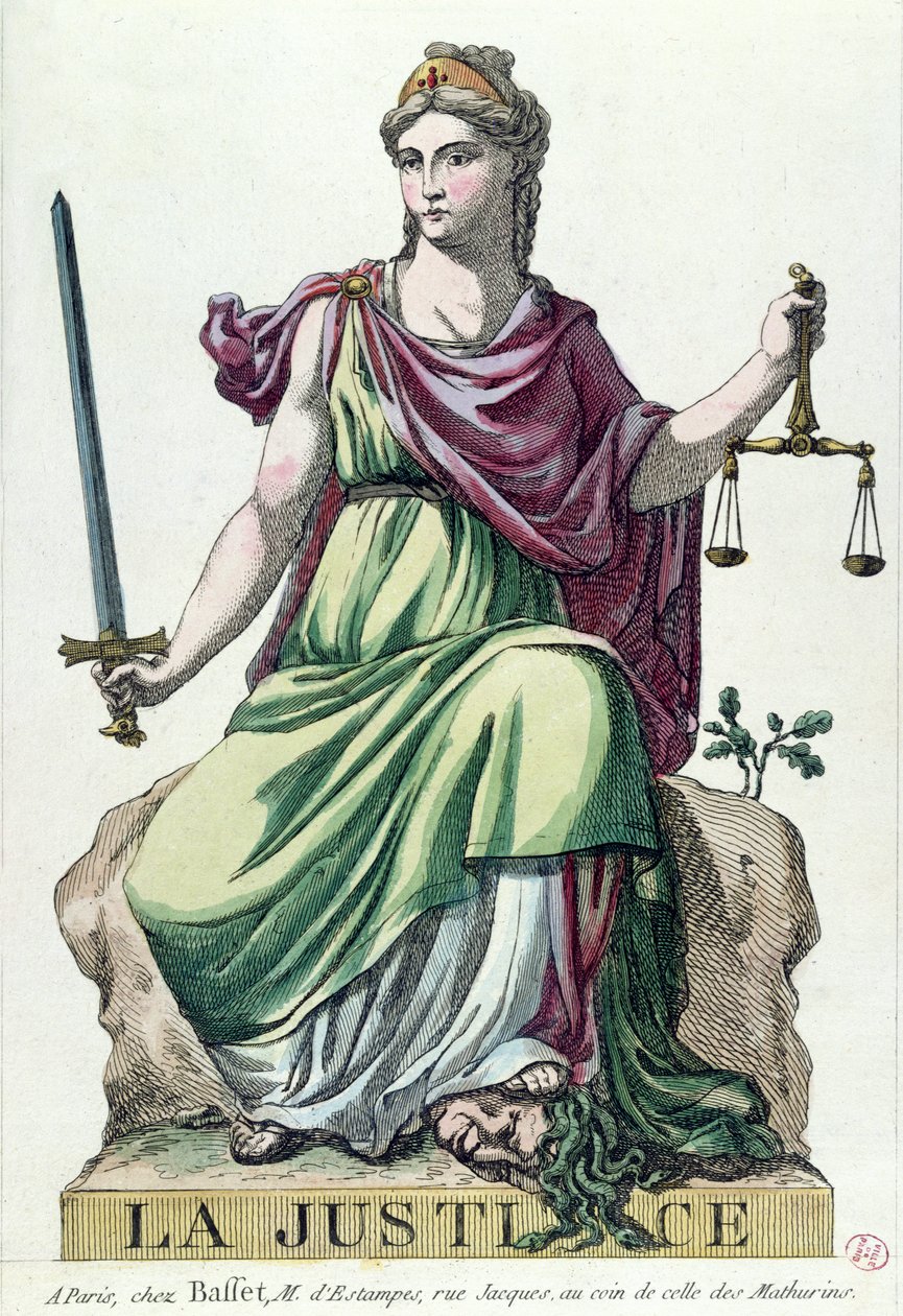 Allegory of Justice, julkaissut Baffet, 1792 tekijältä French School