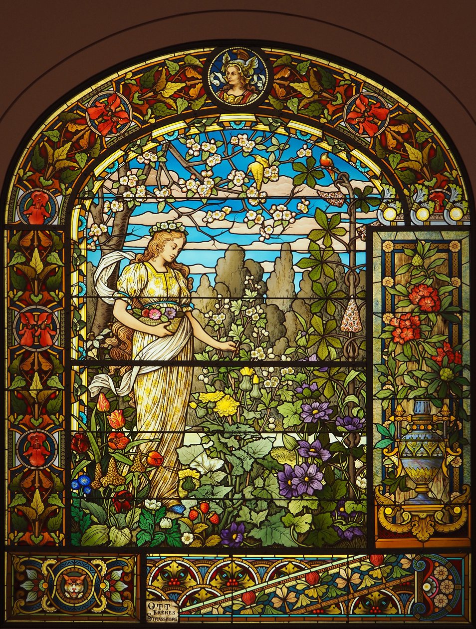 Kevään allegoria (lasimaalaus), nimetön, noin 1900 tekijältä French School