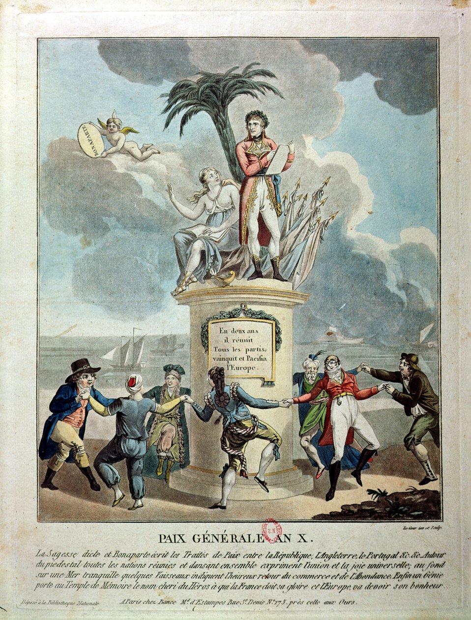 Allegoria Amiensin rauhasta, 1802 (värikaiverrus) tekijältä French School
