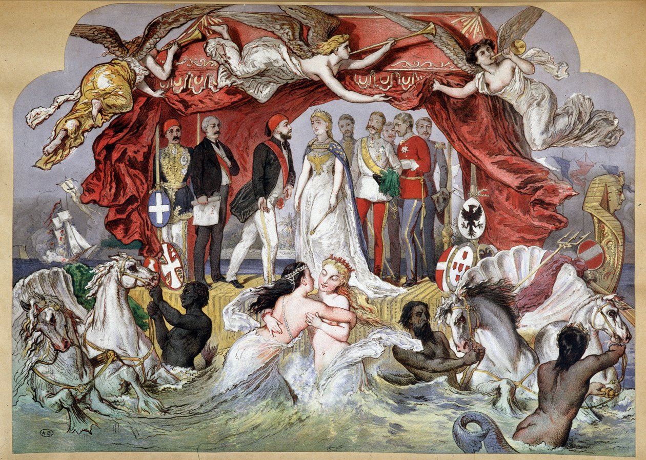 Allegoria Suezin kanavan avajaisista 17.11.1869 tekijältä French School
