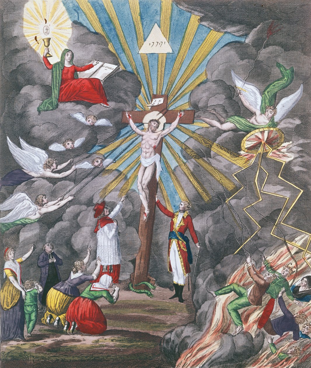 Allegoria katolisen uskonnon uudelleen vakiinnuttamisesta Ranskassa vuonna 1802 Napoleon Bonaparten johdolla ensimmäisenä konsulina, 1802 tekijältä French School
