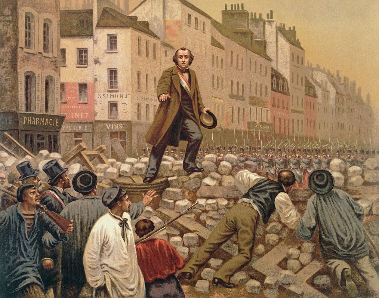 Alphonse Baudin Faubourg Saint-Antoinen barrikadilla, 3. joulukuuta 1851 tekijältä French School