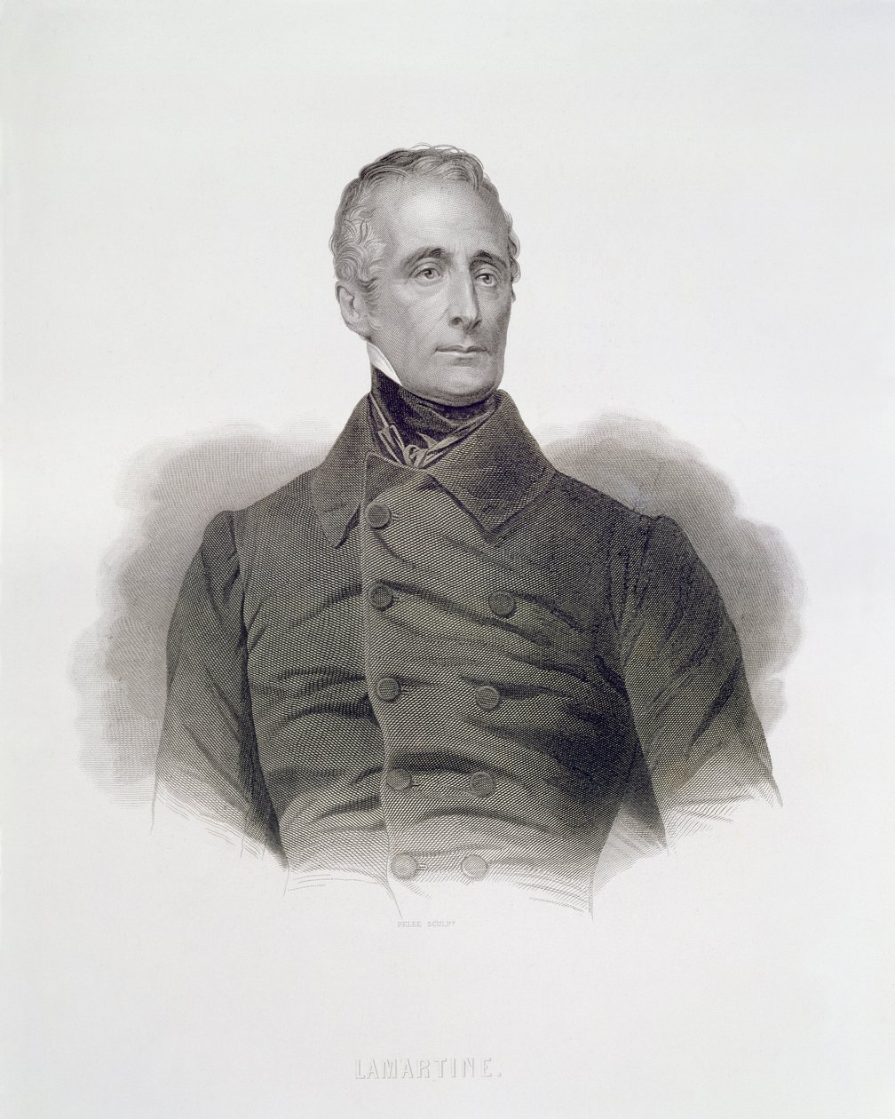 Alphonse de Lamartine, kaiverrus Pierre Pelee (1801-71) tekijältä French School