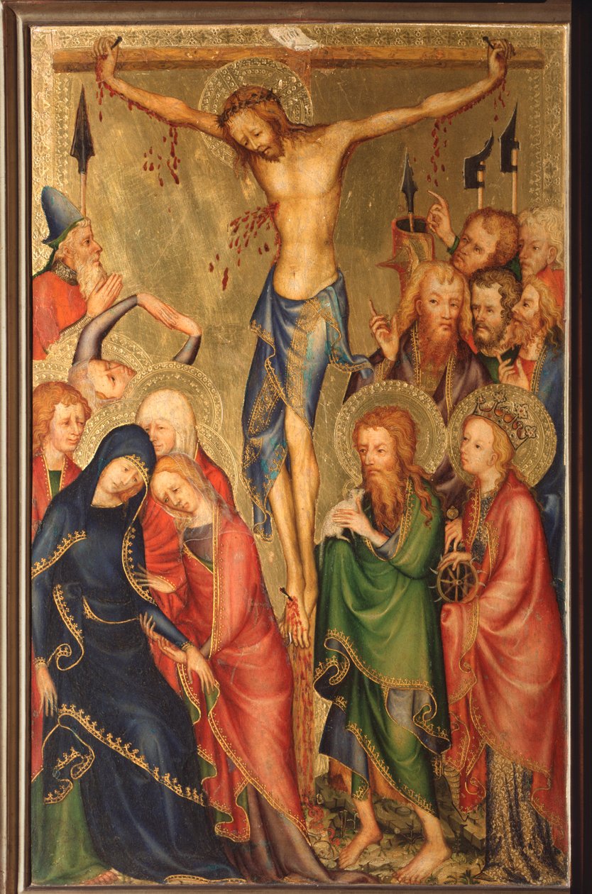 Altarolo del Bargello: ristiinnaulitseminen - (Bargellon diptyykki, ristiinnaulitseminen) Anonyymi maalaus 1300-luvun ranskalaisesta koulukunnasta (ranskalainen koulukunta, XIV vuosisata) Firenze, Museo Nazionale del Bargello tekijältä French School