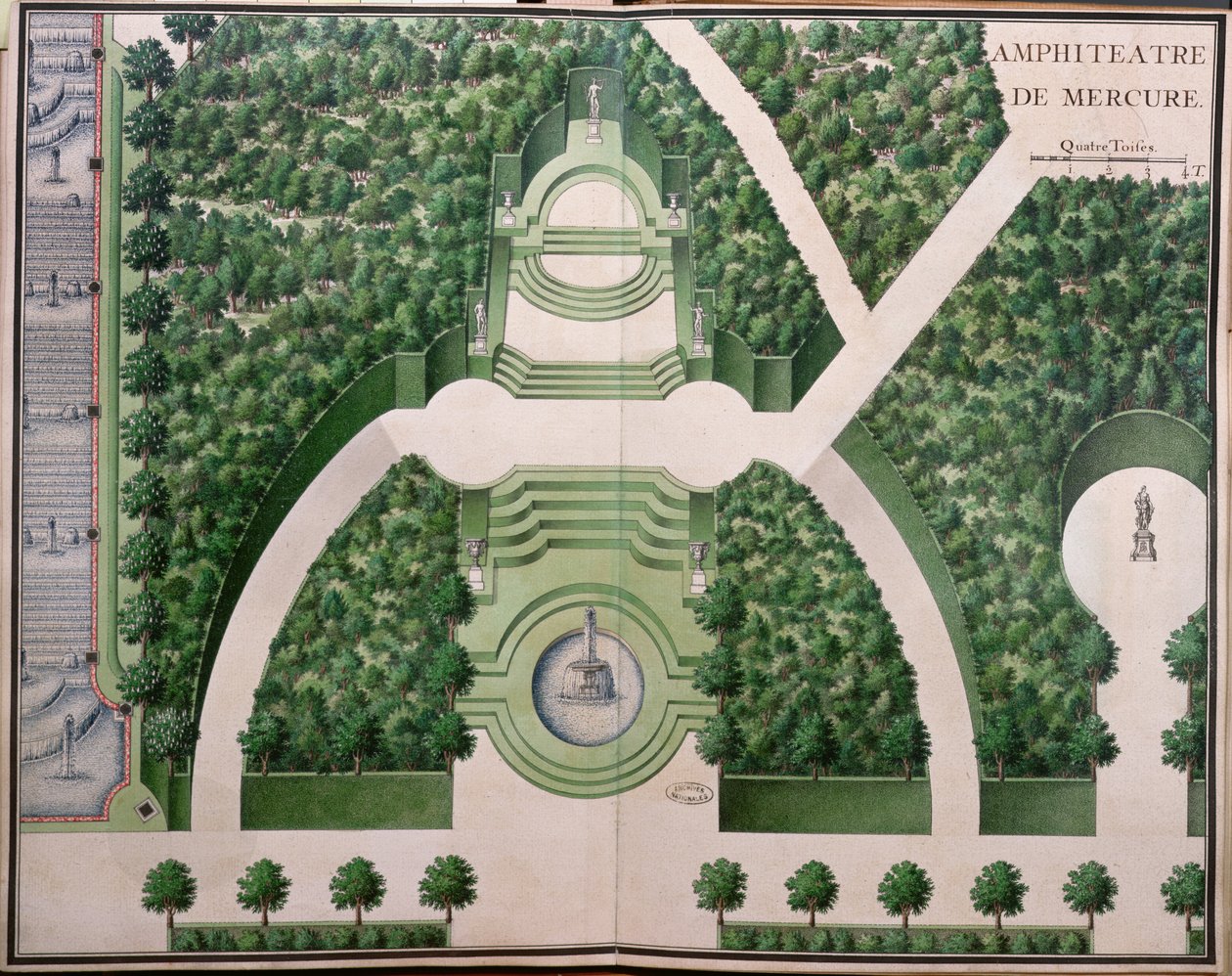 Mercuryn amfiteatteri, Gardens of Marlysta, 1700-luvun alku (wc paperilla) tekijältä French School
