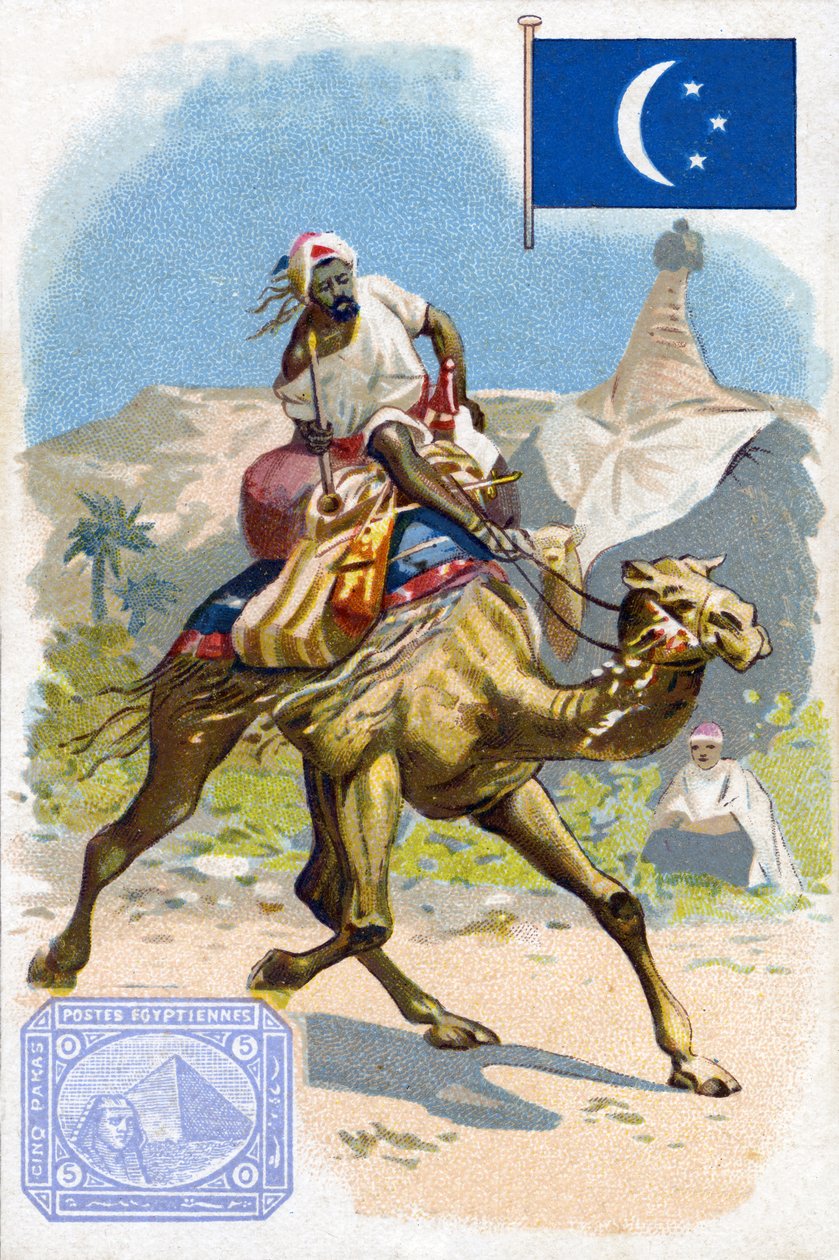 Egyptiläinen postimies jakamassa postia, 1800-luvun loppu tekijältä French School