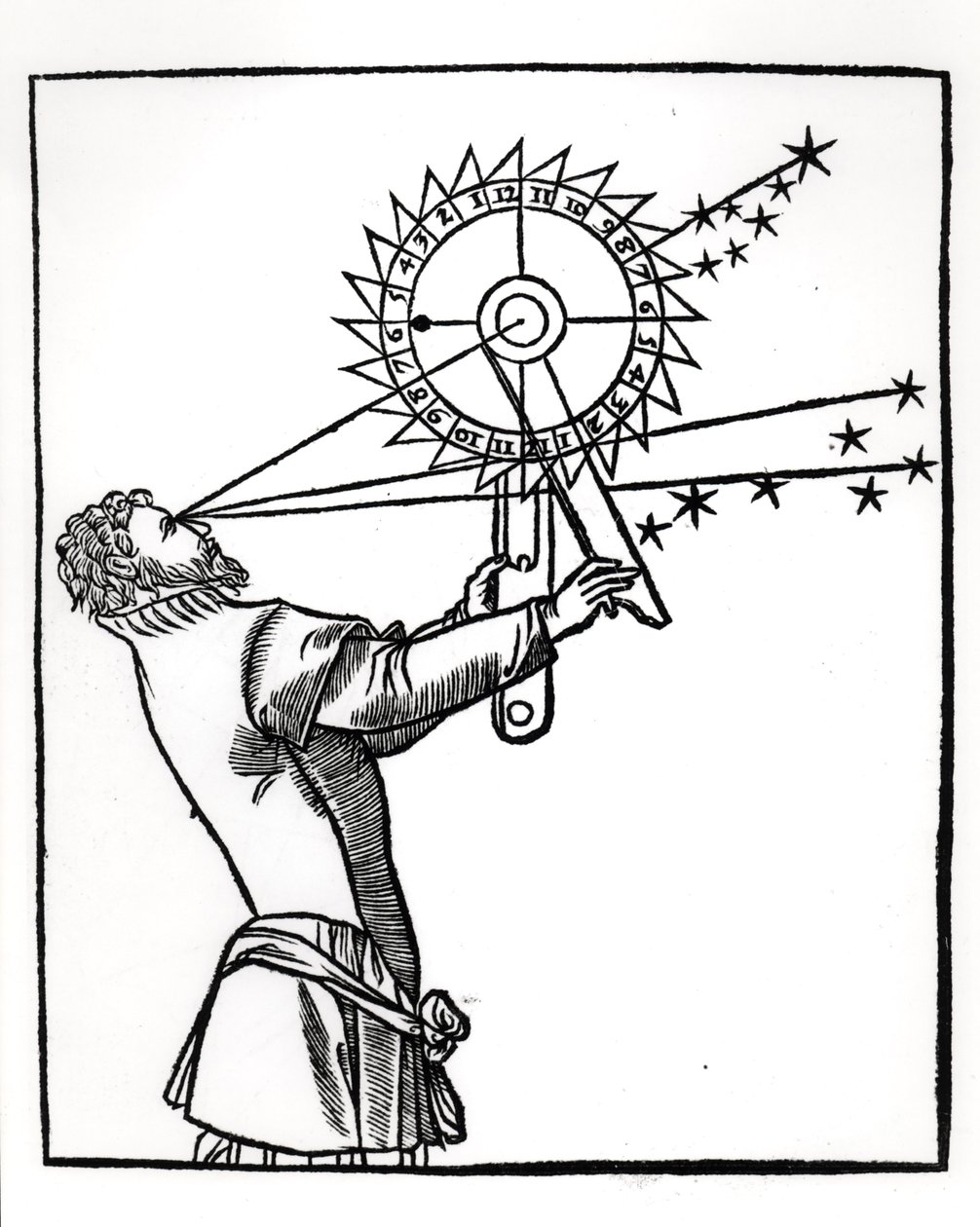 Astrolaabi, kuvitus Petrus Apianuksen (1495-1552) Cosmographiasta, julkaissut Pariisissa Vivant Gualtherot, 1551 Vivant tekijältä French School