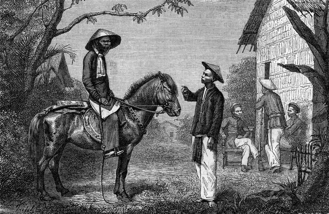 Annamite Skirmishers Indokiinassa. Kaiverrus "The Journal of Youth" tekijältä French School