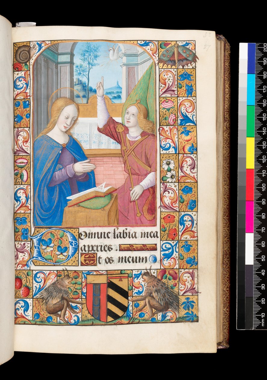 Ilmestyskirja tuntikirjaan, MS 92 f.27r, Länsi-Ranska. tekijältä French School