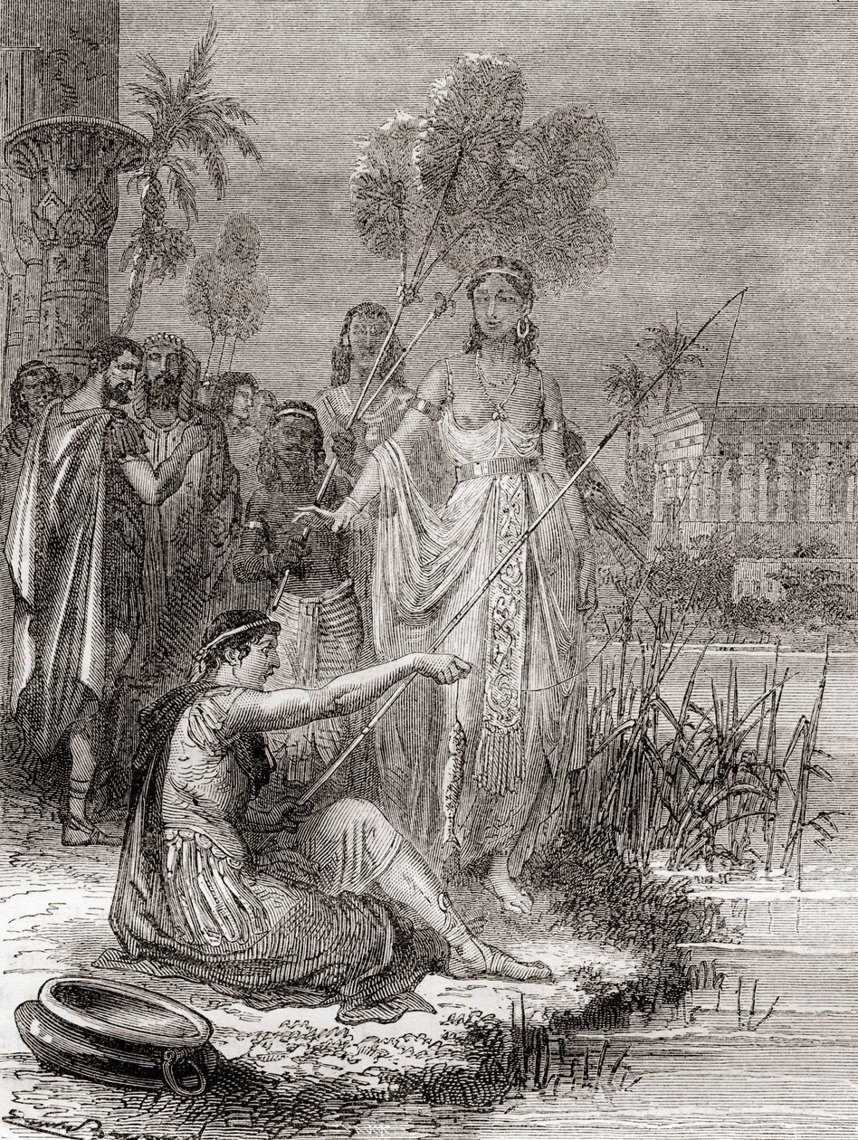 Anthony ja Cleopatra kalastavat pienempien alusten laivueella Niilillä, "Les Merveilles de la Science", julkaistu n. 1870 (kaiverrus) tekijältä French School