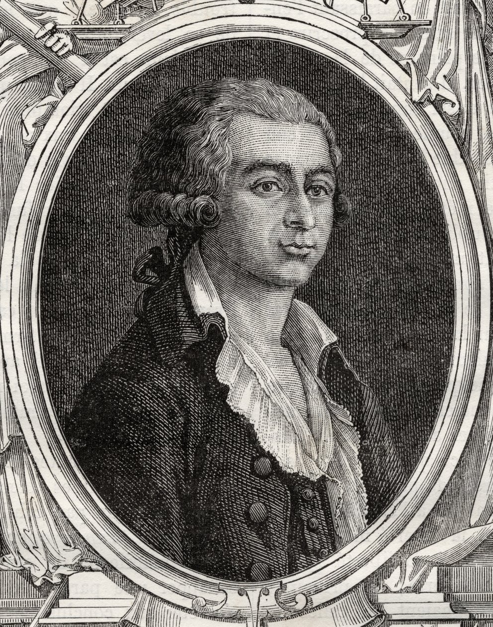 Antoine-Joseph Gorsas (1752-93) Louis Blancin (1811-82) teoksesta "Histoire de la Revolution Francaise" (kaiverrus) tekijältä French School