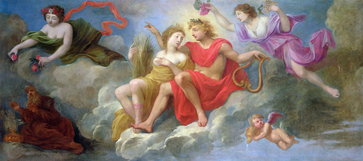 Apollo ja vuodenajat, Colbert de Villacerfin hotellin katosta, noin 1650. tekijältä French School