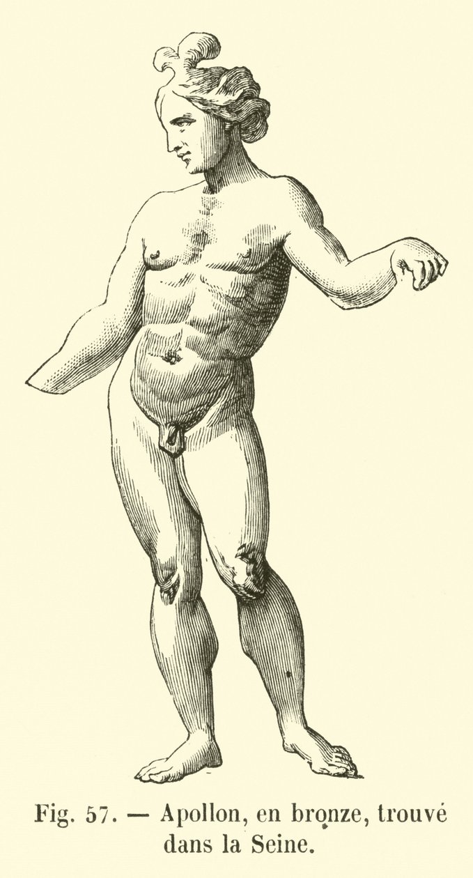 Apollo, pronssia, löydetty Seinen rannalta (kaiverrus). tekijältä French School