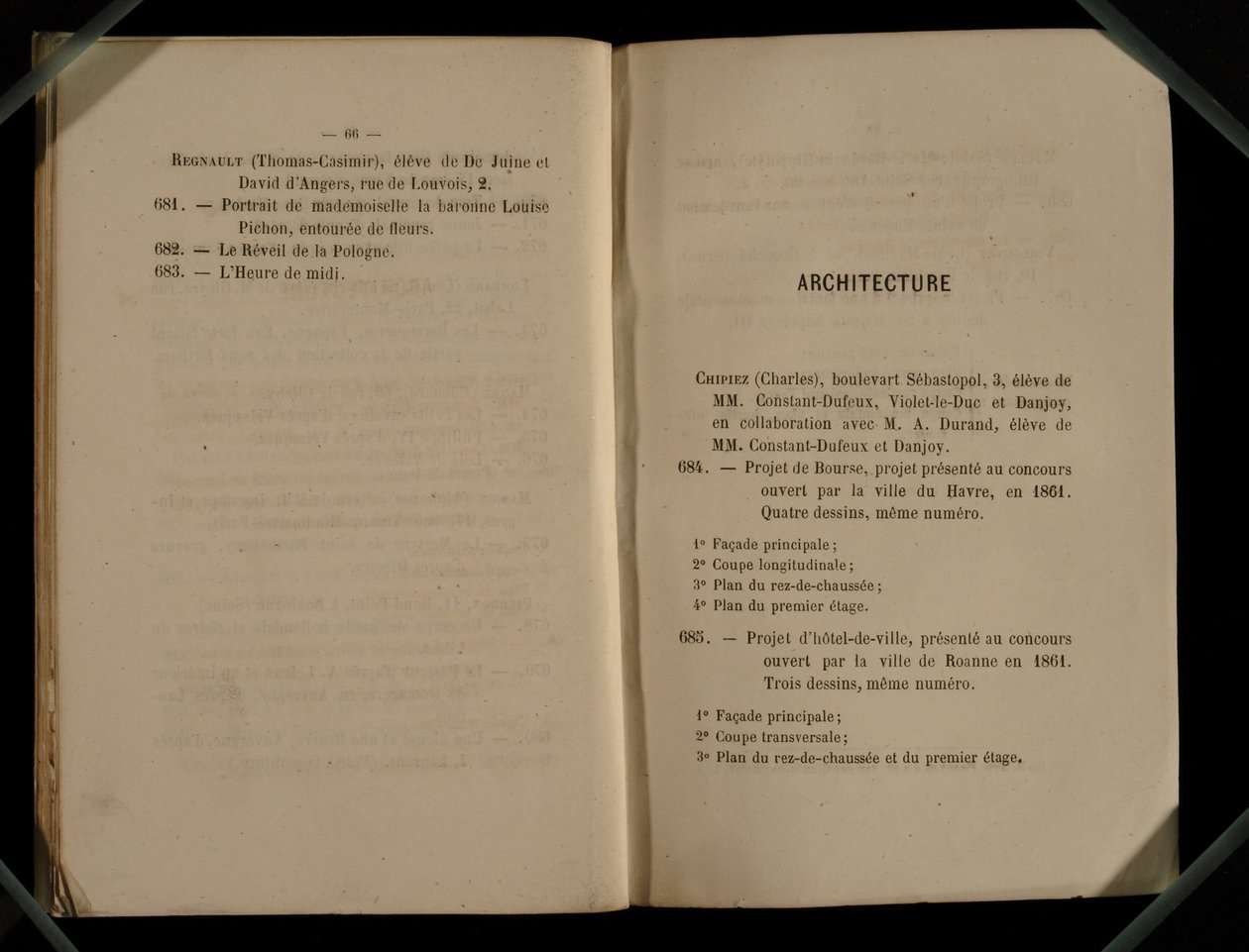 Arkkitehtuuriosasto, Salon des Refuses, 1863 tekijältä French School