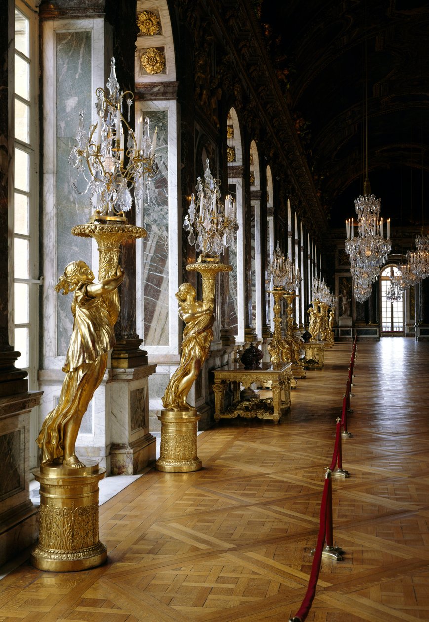 Arkkitehtuuri: näkymä kunnostetusta jäägalleriaan. Versailles. Muse du Chateau tekijältä French School