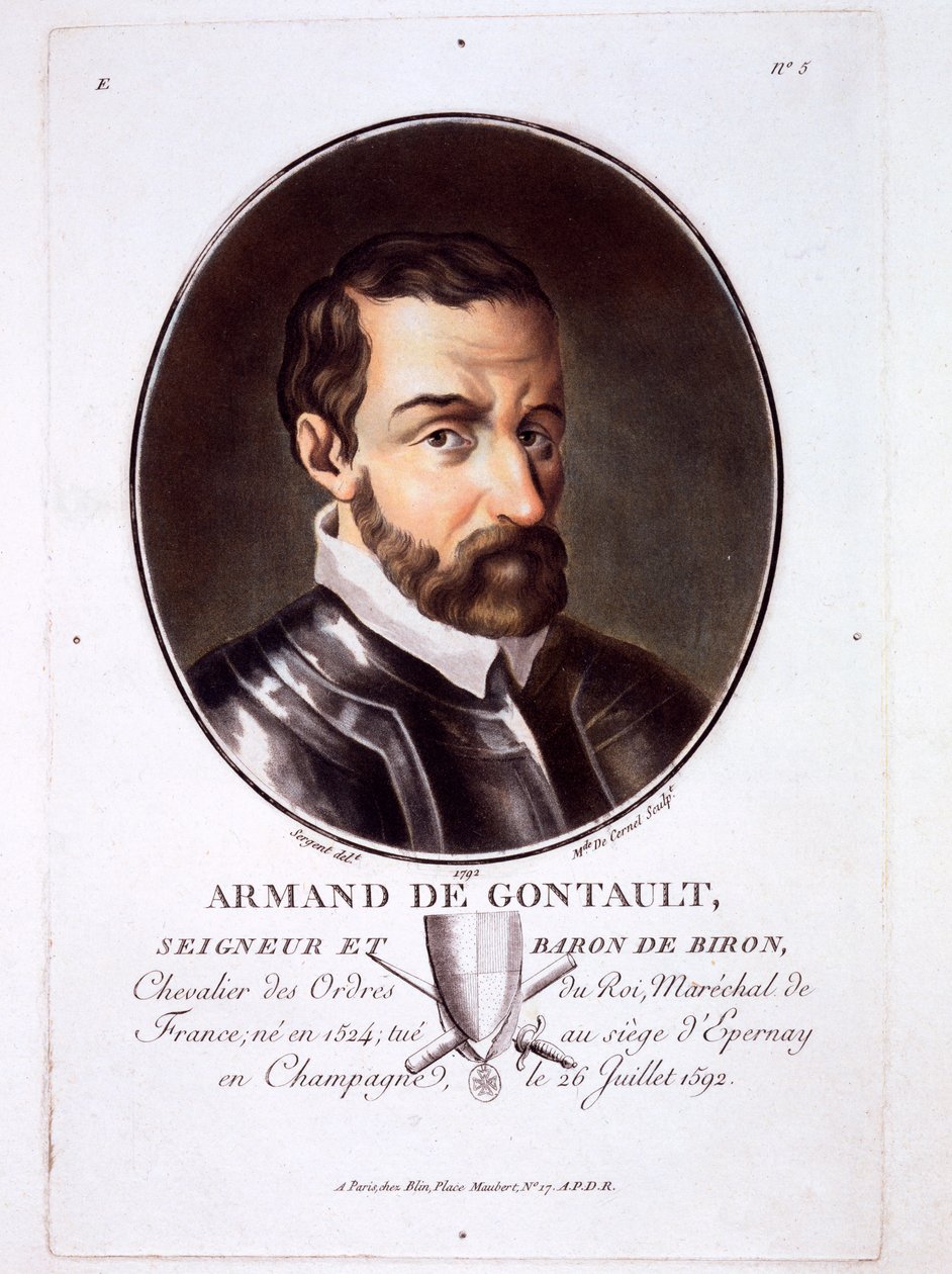 Armand de Gontaut teoksesta Muotokuvat suurista miehistä, maineikkaista naisista ja ikimuistoisista Ranskan kohteista, julkaistu 1787-92 tekijältä French School