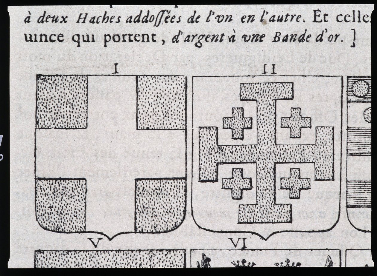 Armes de Montmorency et Godefroy de Bouillon - teoksessa "" Vaakunan tai haarukan täydellinen tiede"" Pierre Paillot tekijältä French School