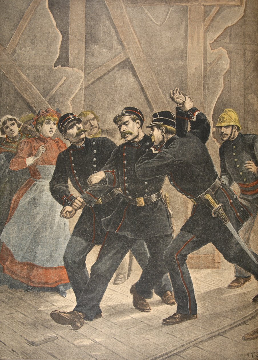 Kaupungin kersantin pidätys, kuva Le Petit Journalista: Supplement illustre, 1898 tekijältä French School