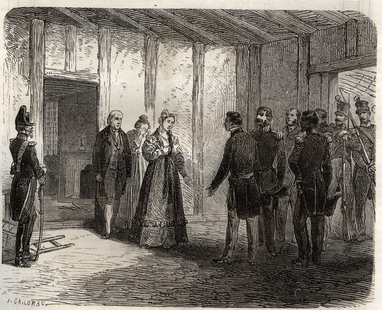 Berryn herttuattaren (1798-1870 Marie-Caroline de Bourbon-Sisilia) pidätys Nantesissa 7. marraskuuta tekijältä French School