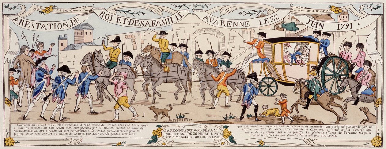 Kuninkaan ja hänen perheensä pidätys Varennesissa 22. kesäkuuta 1791 tekijältä French School