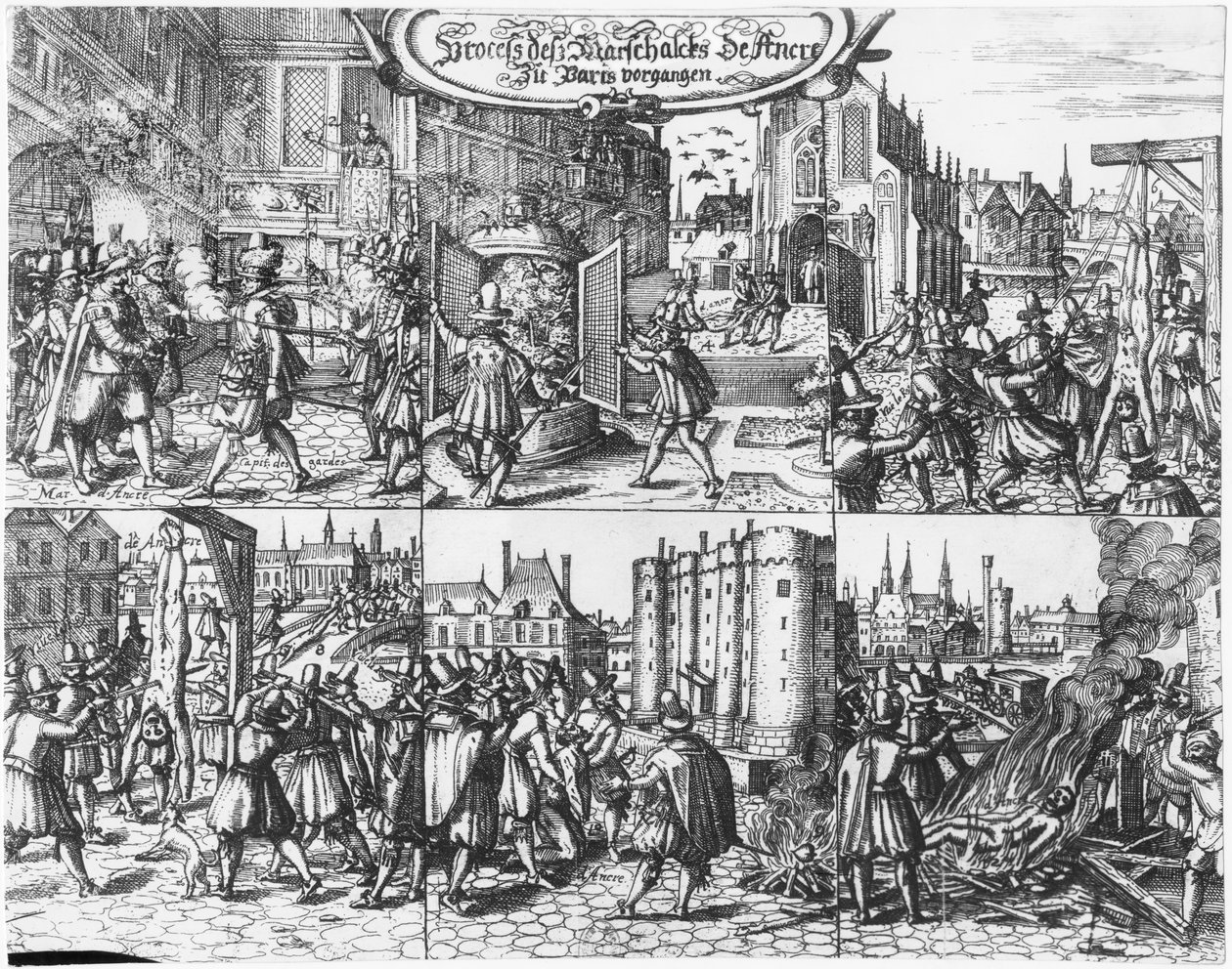 Concino Concinin, Marquisin ja Ancren marsalkka pidätys, oikeudenkäynti ja kidutus 24. huhtikuuta 1617 tekijältä French School