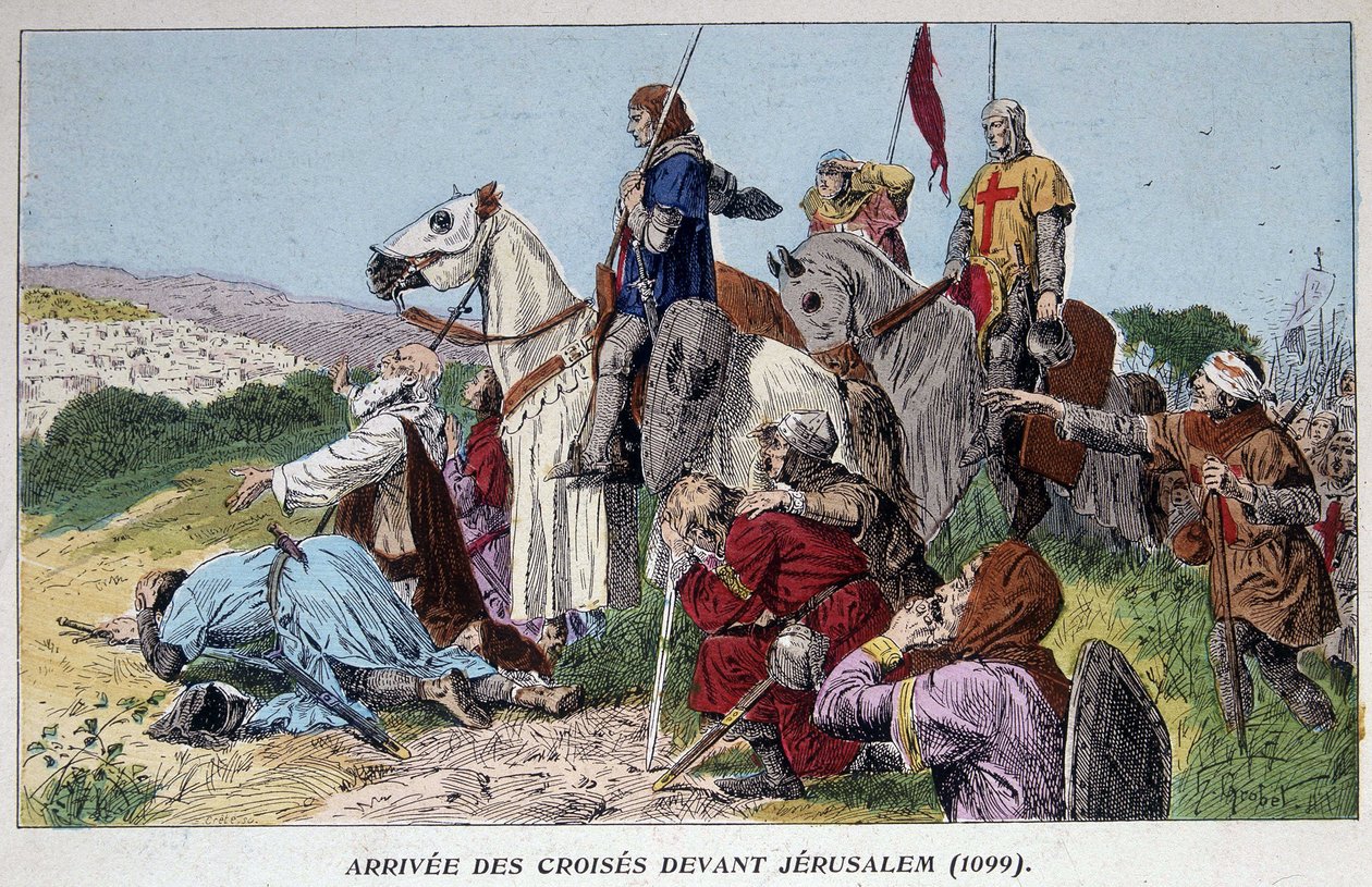 Ristiretkeläisten saapuminen ennen Jerusalemia (1099) tekijältä French School