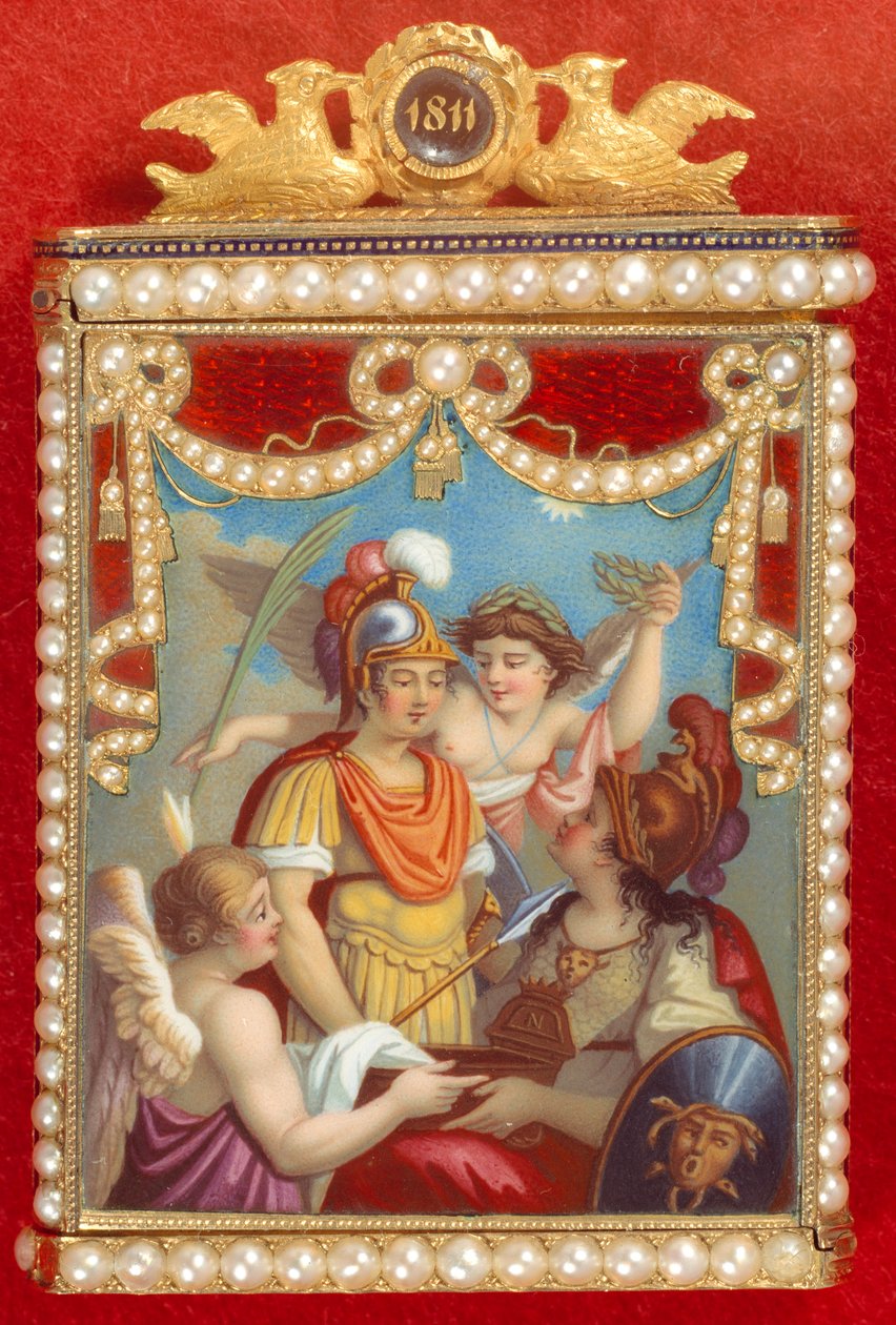 Art France: muistikirja hänen tapauksessaan allegorialla Rooman kuninkaan syntymän yhteydessä (Napoleon II, keisari Napoleon I:n poika (1769-1821)) tekijältä French School