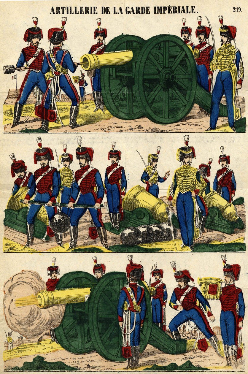 Keisarillisen kaartin tykistö. Kuva 1800-luvun Epinalista tekijältä French School