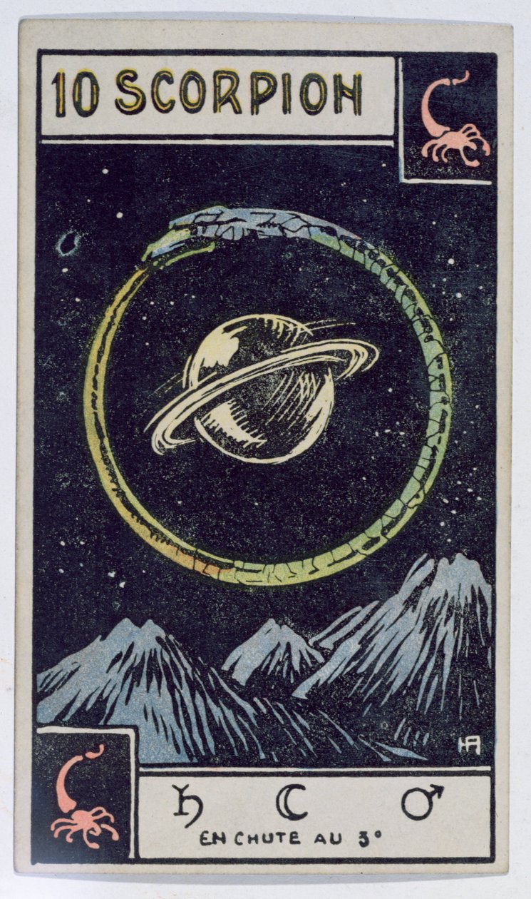Skorpionia kuvaava astrologinen tarot-kortti tekijältä French School