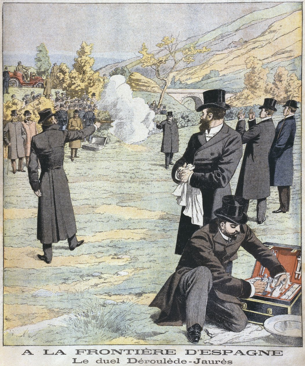 Espanjan rajalla, kaksintaistelu Paul Derouleden ja Jean Jauresin välillä, kuva Le Petit Journalista: Supplement illustre, 18. joulukuuta 1904 tekijältä French School