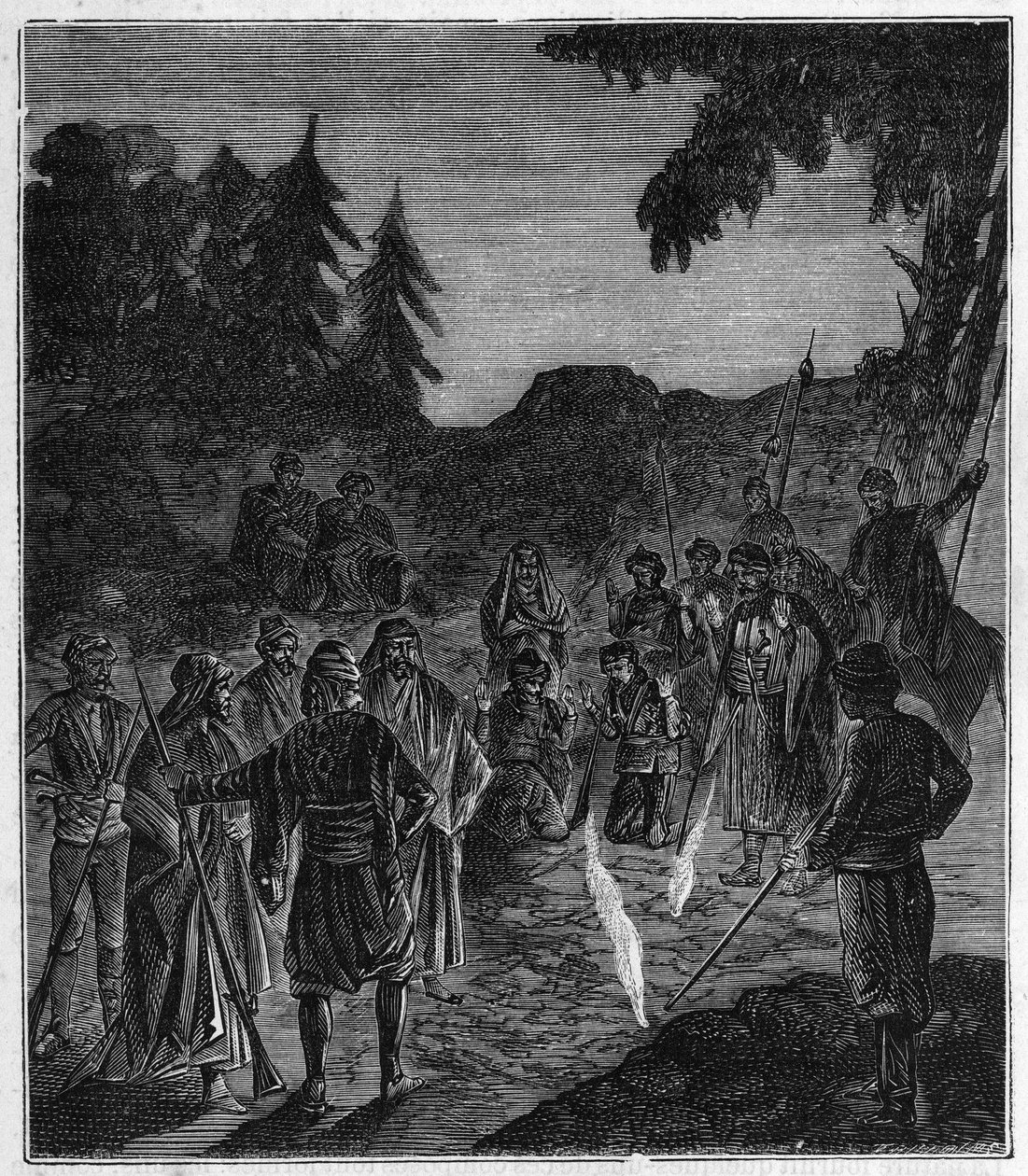 Bakun Ateshgah - Atechgah (palotalo lähellä Bakua) (palonpalvojien temppeli Azerbaidžanissa) Kaiverrus "" Tieteet kaikkien saatavilla - suosittu fysiikka ja kemia", kirjoittaja Alexis Clerc - 1800-luvun loppu. Yksityinen kokoelma. tekijältä French School