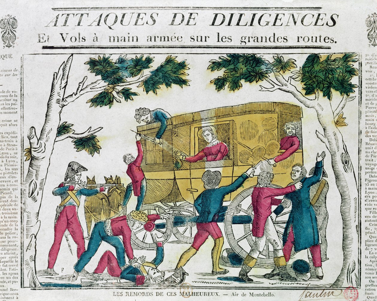 Hyökkäys Diligencea vastaan Pariisista Lyoniin 25. heinäkuuta 1822 tekijältä French School